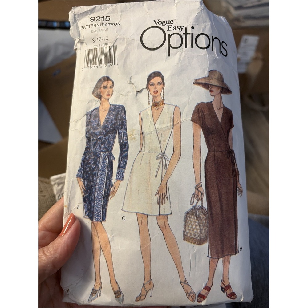 Vogue 9215 Misses Wrap Dresses Sewing Pattern Cut Size 12 Complete 90s Vintage